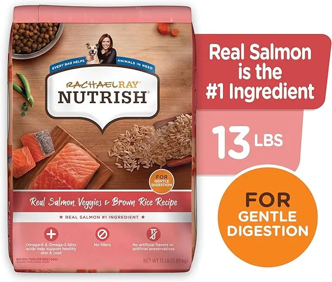 Nutrish Rachael Ray Real Salmon, Veggies & Brown Rice Recipe Dry Dog Food, 13 lb. Bag - PAWPICO
