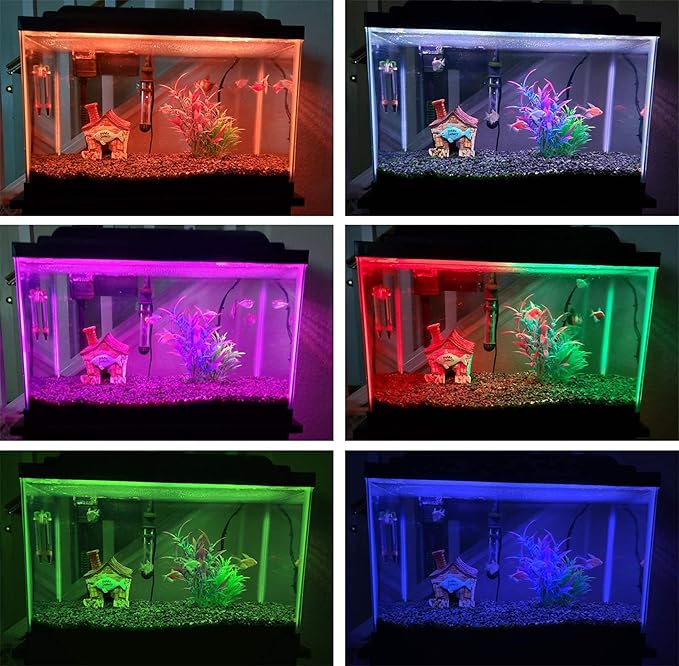 LED Aquarium Lights, RGB Fish Tank Lights Underwater IP68 Waterproof Submersible Remote Control Tank Lid Lights Colored Adjustable Fish Aquarium Tank Waterfall Lighting, 15 inch S+SMIFUL