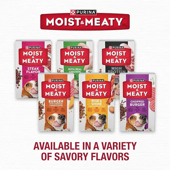 Purina Moist and Meaty Burger With Cheddar Cheese Flavor Dry Soft Dog Food Pouches - 36 ct. Pouch - PAWPICO