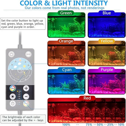 Uelfbaby Super Bright LED Aquarium Light 24/7 Mode 24W for 18"-24" Fish Tank (10/15/20 Gallon Tank), Full Spectrum Fish Tank Light with Adjustable Timer On/Off, 7 Colors Adjustable Brightness Uelfbaby