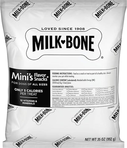 Milk-Bone Mini's Flavor Snacks Dog Treats Bundle: 36 Ounce Canister + 2 Refill Packs - PAWPICO