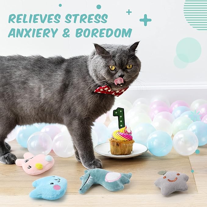 20 Pieces Catnip Toys for Indoor Cat Plush Cat Chew Toys Lovely Kitten Catnip Toys Cat Toys Kitten Entertaining Interactive Cat Toys for Cat Kitten (Lovely) - PAWPICO