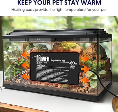 iPower 4X7 Inch Reptile Heat Pad Under Tank Heater Terrarium Warmer Heating Mat for Turtles Lizards Frogs and Other Small Animals iPower