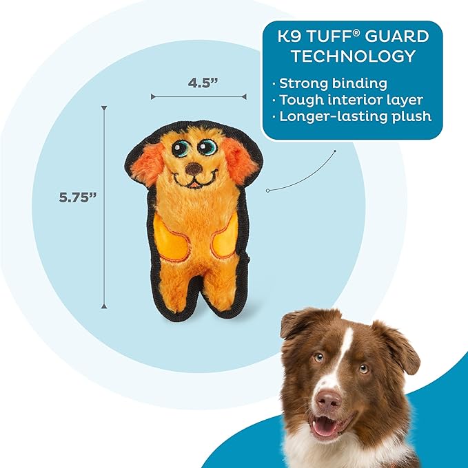 Outward Hound Durablez Tough Plush Squeaky Dog Toy, Dog, Orange, XS - PAWPICO