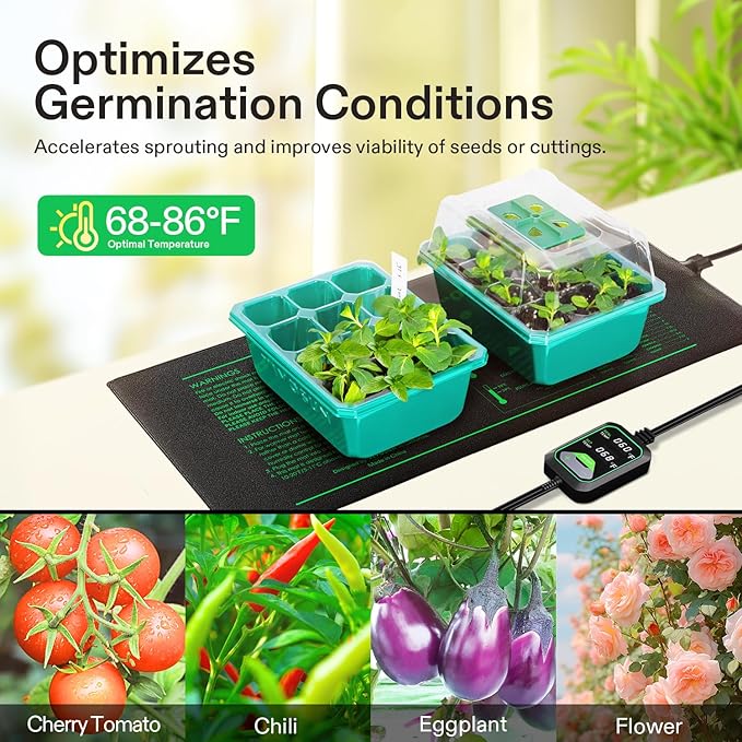 VIVOSUN 48"x20.75" Seedling Heat Mat with Built-in Temperature Controller, UL & MET-Certified Waterproof Plant Heating Pad for Germination, Hydroponics, Brewing, Breeding, and Greenhouses VIVOSUN