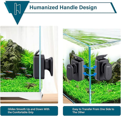 hygger Aquarium Magnetic Glass Cleaner, Algae Scraper for Fish Tank Cleaning with Two Detachable Blade, Magnet Floating Design Scrubbing Brush hygger