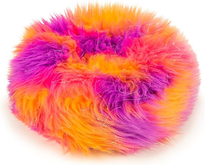 goDog Furballz Ring Squeaky Plush Dog Toy, Chew Guard Technology - Warm Rainbow, Large - PAWPICO