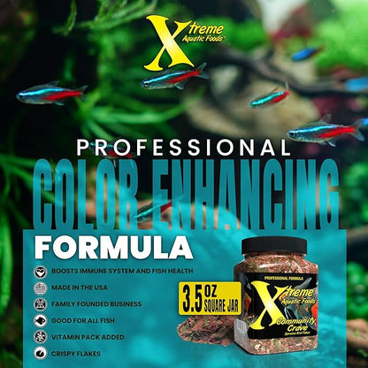 Xtreme Community Crave Flake - Krill & Spirulina Blend for Vibrant Colors, Immune Support and Digestive Health, Tropical & Freshwater Fish Nutrition – Premium Community Aquarium Food (3.5oz) XtremeAquaticFoods