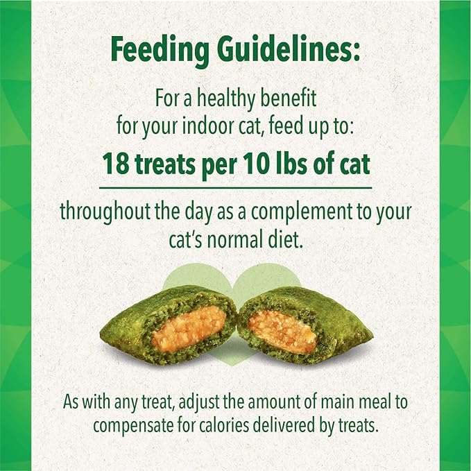 FELINE GREENIES SMARTBITES HEALTHY INDOOR Natural Treats for Cats, Chicken Flavor, 2.1 oz. Pouch GREENIES