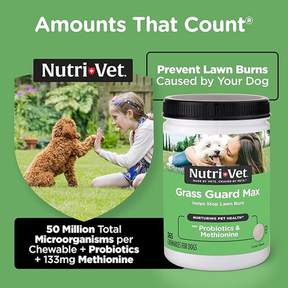 Nutri-Vet Grass Guard Chewables For Dogs - Prevent Lawn Burn From Dog Urine - 365 Count Nutri-Vet