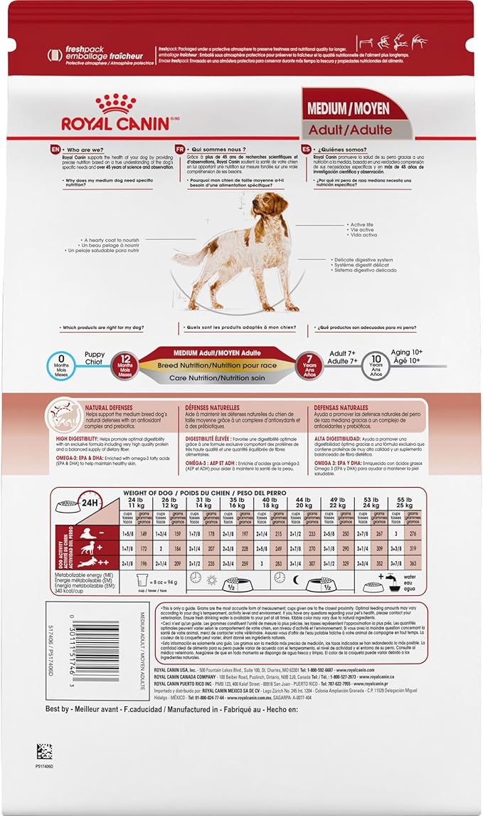 Royal Canin Medium Breed Adult Dry Dog Food, 30 lb bag - PAWPICO