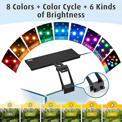 hygger Clip On Full Spectrum Aquarium LED Light, 18W Day-Night Dual Timer Sunrise-Day-Sunset-Moon Fish Tank Light, Adjustable Timer Brightness with 9 Colors for Planted Tank hygger