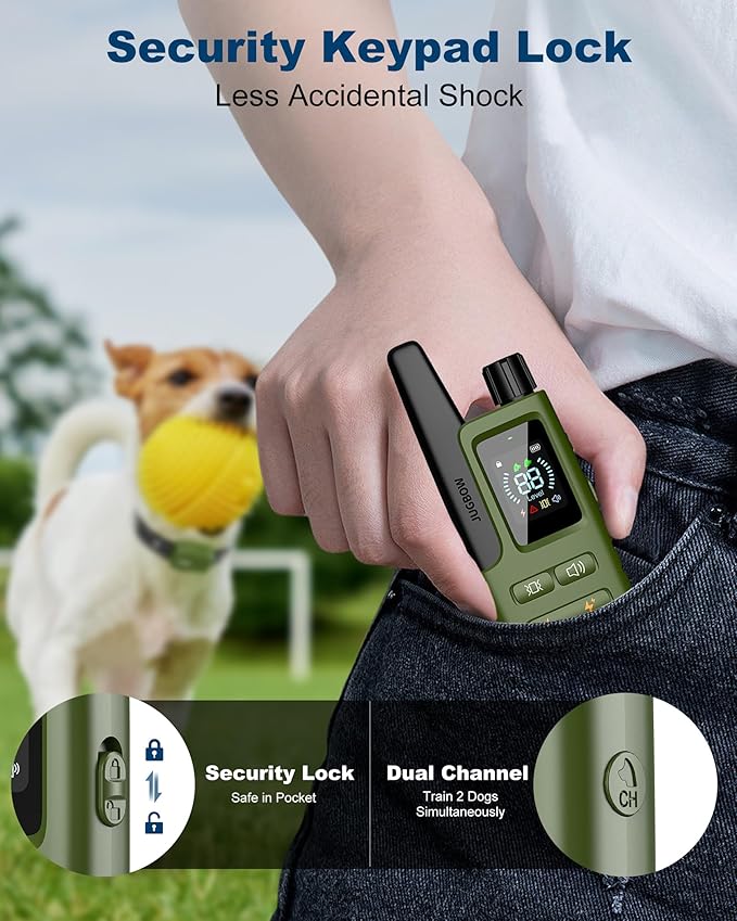 Jugbow Dog Shock Collar - 3300FT Dog Training Collar with Remote Innovative IPX7 Waterproof with 4 Training Modes, Rechargeable E-Collar for All Breeds FollowJugbowtoGetSurprise