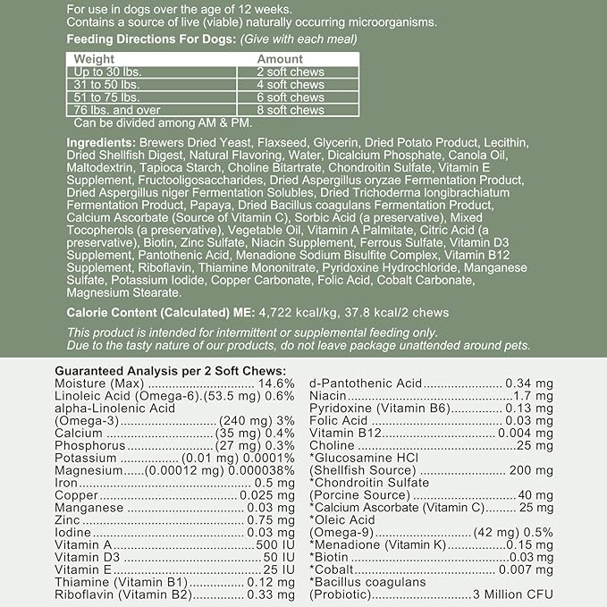 Chew + Heal All in 1 Dog Vitamin, 2PK - 240 Soft Chew Treats - Chewable Multivitamin with Probiotics, Digestive Enzymes, for Skin and Coat, Hip and Joint Support - Made in The USA ChewHeal