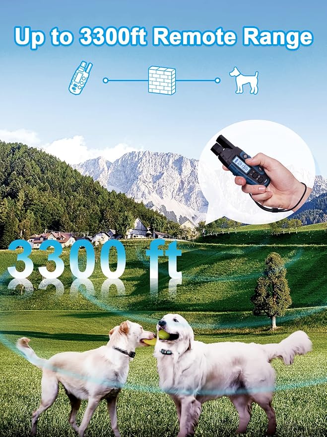BOUSNIC Dog Shock Collar 2 Dogs (5-120Lbs) - 3300 ft Waterproof Training Collar for Dogs Large Medium Small with Rechargeable Remote, Beep (1-8) Vibration (1-16) and Humane Shock (1-99) Modes BOUSNIC
