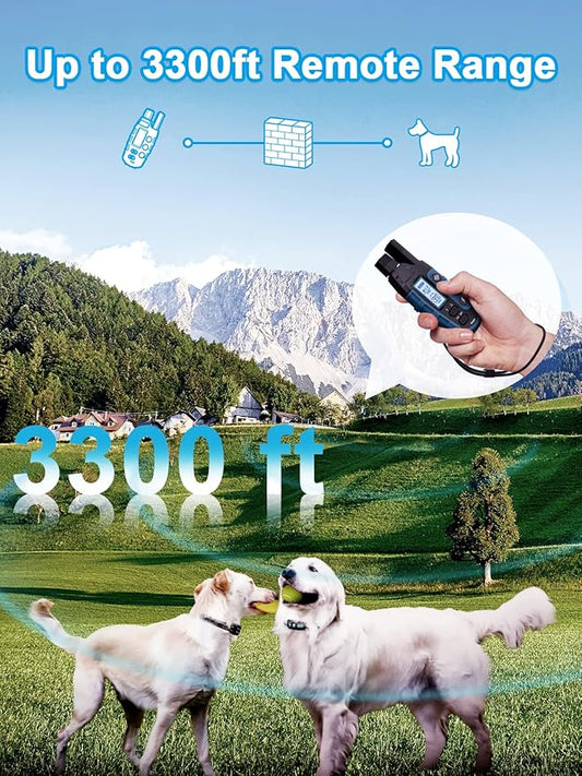 BOUSNIC Dog Shock Collar 2 Dogs (5-120Lbs) - 3300 ft Waterproof Training Collar for Dogs Large Medium Small with Rechargeable Remote, Beep (1-8) Vibration (1-16) and Humane Shock (1-99) Modes BOUSNIC