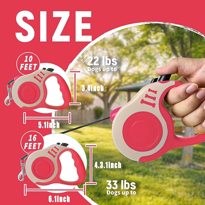 Retractable Dog Leash Automatic Telescopic Tractor Dog Tape, Pet Tape 10/16 FT Durable and Convenient, with Non-Slip Handle, Suitable for Small and Medium-Sized Dogs LIEVUIKEN