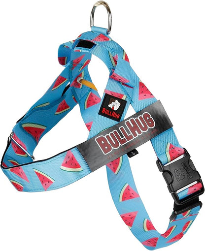 BULLHUG Harness – Made for Larger Chested Dogs Like English Bulldogs, French Bulldogs, Pugs & More. Stops Dogs from Pulling & Choking on Walks (Watermelon, XL) BULLHUG