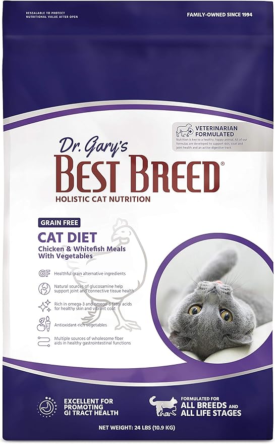 Best Breed Dr. Gary's Grain Free Cat Diet Slow-Cooked in USA [Natural Dry Dog Food for All Ages] Dark Brown 24 lbs. (New) - PAWPICO
