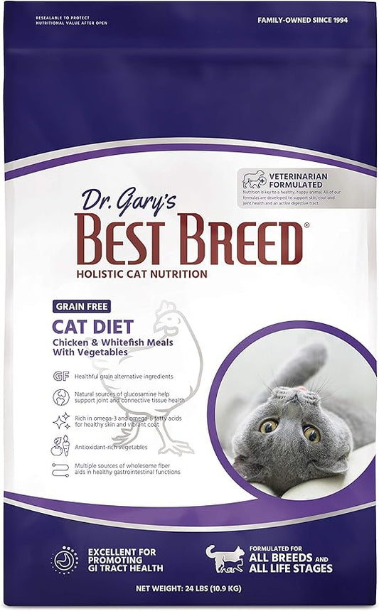 Best Breed Dr. Gary's Grain Free Cat Diet Slow-Cooked in USA [Natural Dry Dog Food for All Ages] Dark Brown 24 lbs. (New) - PAWPICO