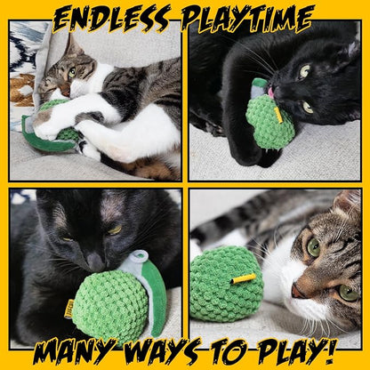 Cat Toys Grenade, Cat Toys for Indoor Cats, Kitten Toys, Catnip Toys for Cats of All Breeds, Action Themed Fun for Kicking, Biting, Chewing (Grenade, 1-Pack) - PAWPICO