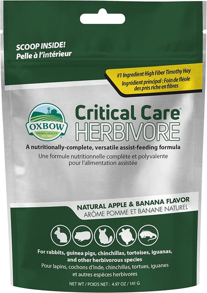 Oxbow Critical Care Herbivore - Nutritionally Complete Feeding Assist Formula for Small Animals & Pets - Critical Care Herbivore Apple-Banana (141g) OxbowAnimalHealth
