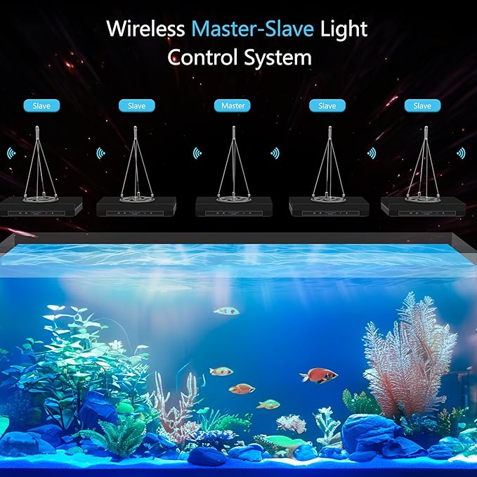 Aquarium Light - 95 Watt Sunrise Sunset Moonlight, Group Control Program Coral Reef Light Dimmable Full Spectrum for Marine Tanks,Saltwater Tank Light with Timer (G5 Suspension Version) SmatFarm