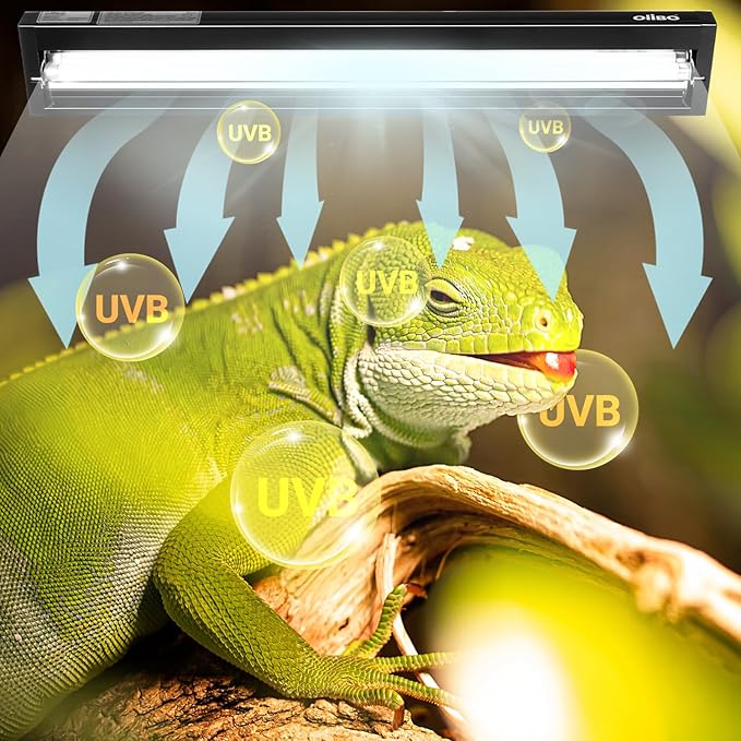 OiiBO T5 HO Reptile Light Fixture UVB Lighting Combo Kit, Reptiles Terrarium Lamp Hood Light Fixture Include UVB 5.0 Rainforest Reptile Light for Chameleon Arboreal Geckos Lizard (39W) OIIBO