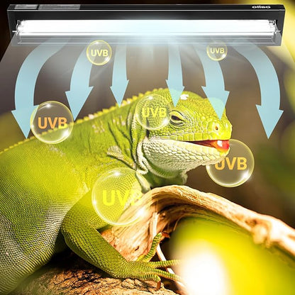 OiiBO T5 HO Reptile Light Fixture UVB Lighting Combo Kit, Reptiles Terrarium Lamp Hood Light Fixture Include UVB 5.0 Rainforest Reptile Light for Chameleon Arboreal Geckos Lizard (39W) OIIBO
