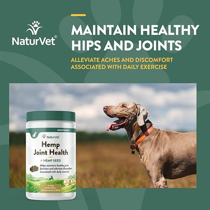 NaturVet Hemp Joint Health, Joint Care Support Supplement for Dogs, Soft Chews, 60ct Made in The USA NaturVet