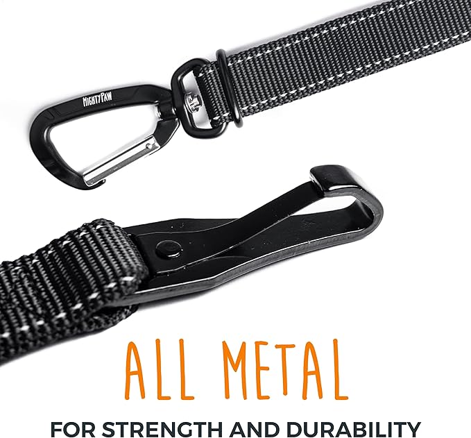 Mighty Paw Dog Seat Belt For Car - LATCH Compatible Adjustable Dog Seatbelt Harness for Small, Medium and Large Pets. Distraction Free Driving, Heavy-Duty Design with Aviation Grade Aluminum Carabiner - PAWPICO