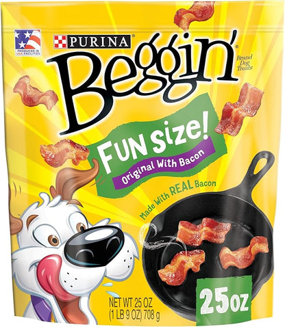 Purina Beggin' With Real Meat Dog Treats, Fun Size Original With Bacon Flavor - 25 oz. Pouch - PAWPICO