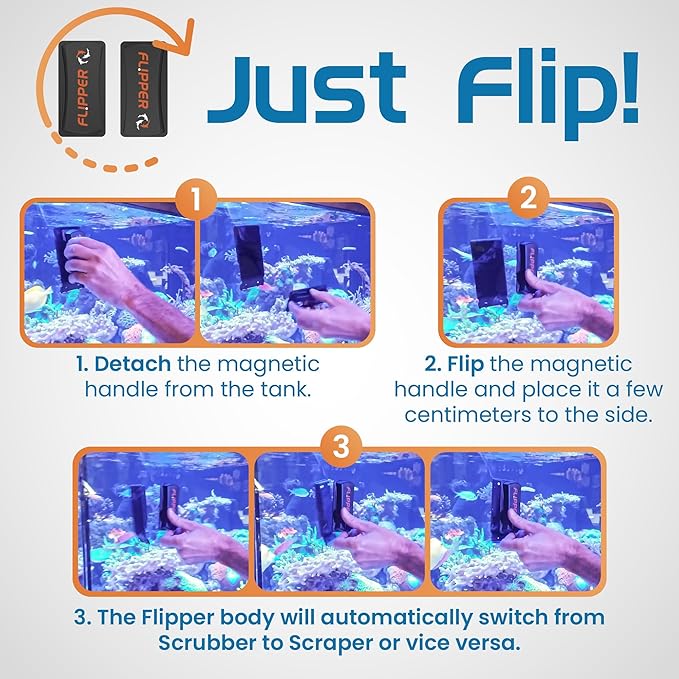 FL!PPER Flipper Magnetic Aquarium Glass Cleaner & Fish Tank Accessories | Effortless Algae Remover for Fish Tank (Standard) FLPPER