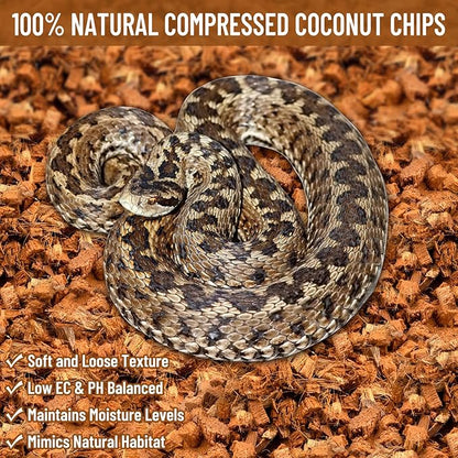 Riare 10LB Coconut Chip Substrate for Reptiles, 72 Quart Coconut Fiber Substrate Coco Chips Substrate Coconut Husk Bedding for Snakes, Tortoises, Ball Python, Bearded Dragon, Geckos, Lizards, Frogs Riare