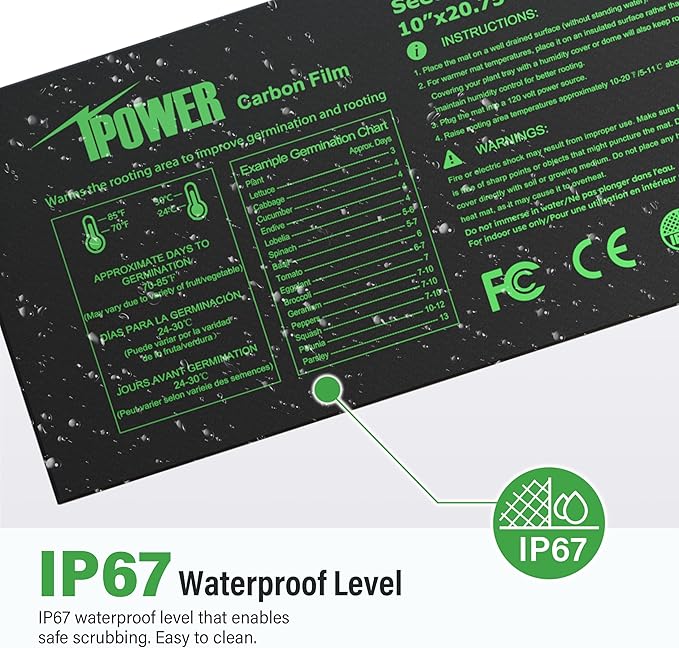 iPower Seedling Heat Mat for Plants with Dual Digital Temperature Controller, 10" x 20.75", Black iPower