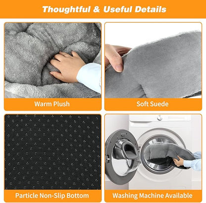 FHTONGE Heated Cat Bed Indoor with Timer and Temp Adjustment, Washable Self Warming Cat Bed Donut with Overheat Protection for Winter, Snuggle Round Cat Bed Cuddler with Electric Heating Pad - PAWPICO