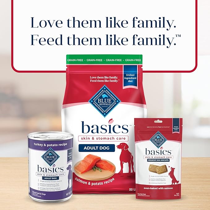 Blue Buffalo Basics Grain-Free Dry Dog Food for Adult Dogs, Limited Ingredient Diet, Salmon Recipe, 22-lb. Bag - PAWPICO