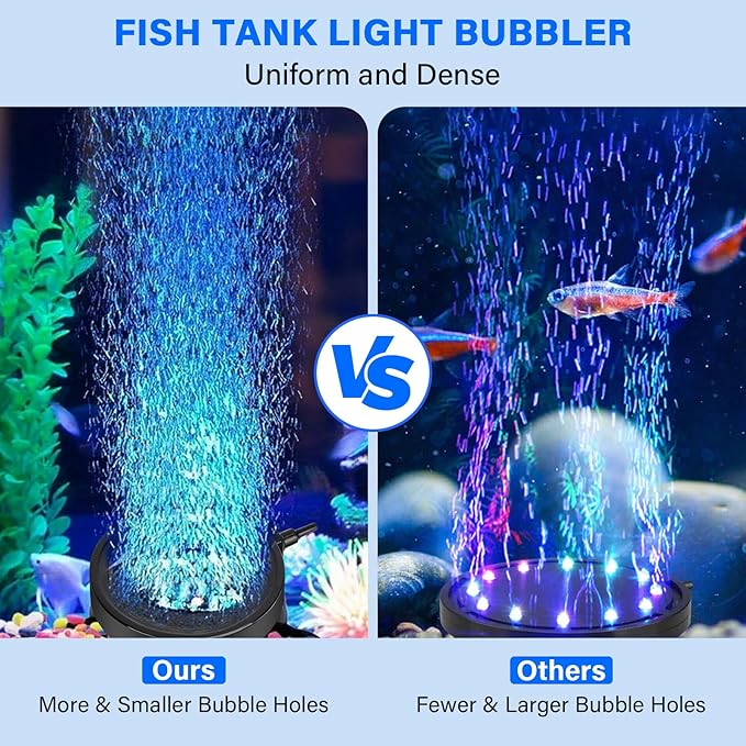 Aquarium Air Bubble Light, LED Fish Tank Bubbler Stone Disk with 11 Super Bright Lamp Beads, 16 Colors and 4 Modes Adjustable for Fish Tank Decoration Oxygenation fishkeeper