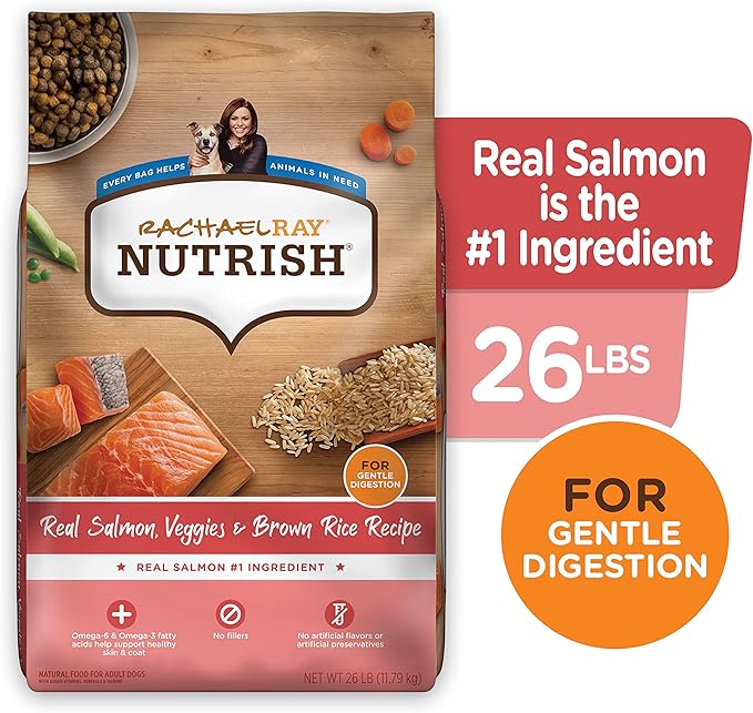 Rachael Ray Nutrish Salmon Dry Dog Food, 26 Pound Bag - PAWPICO
