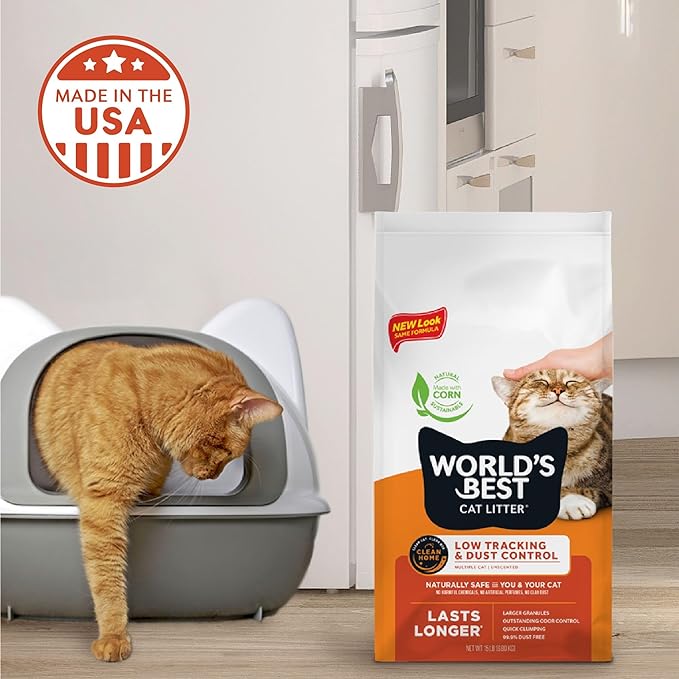 WORLD'S BEST CAT LITTER Low Tracking & Dust Control Multiple Cat Unscented 15-Pounds - Natural Ingredients, Quick Clumping, Flushable & Made in USA - Long-Lasting Odor Control & Easy Scooping - PAWPICO