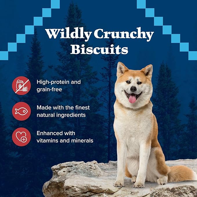 Blue Buffalo Wilderness Trail Treats Crunchy Dog Biscuits, Grain-Free and High-Protein Dog Treats Made with Natural Ingredients, Salmon Recipe 24-oz Bag - PAWPICO