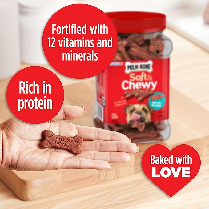 Milk-Bone Soft & Chewy Dog Treats, Bacon Recipe, 5.6 Ounce (Pack of 10), Made with Real Bacon - PAWPICO