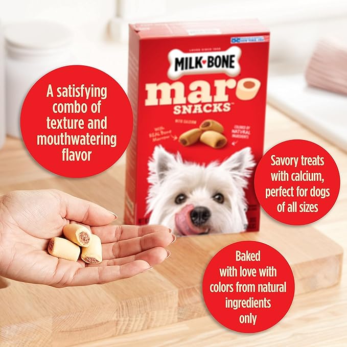 Milk-Bone MaroSnacks Dog Treats, Beef, 15 Ounce (Pack of 6) with Real Bone Marrow and Calcium - PAWPICO