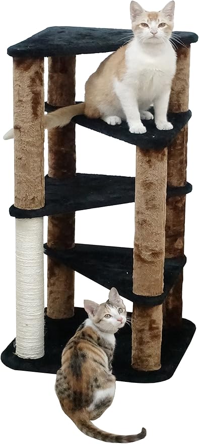 Go Pet Club Everyday Value 33in Cat Tree Kitty Scratcher Kitten Condo Tower House Furniture for Indoor Cats, Brown/Black - PAWPICO