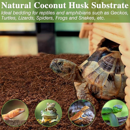 ZeeDix 10LB Compressed Coconut Fiber Substrate, 100% Organic Coco Coir Fiber Brick Husk Substrate Bedding for Reptiles, Geckos, Lizards, Tortoises, Ball Python, Frogs ZeeDix