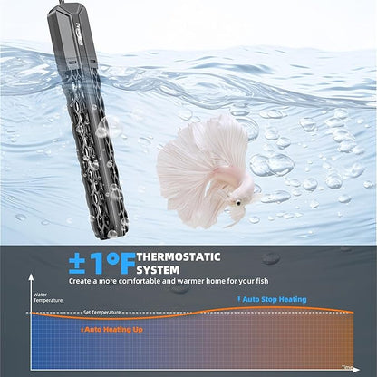 FREESEA Aquarium Heater for Fish Tank: 100W/200W/300W/500W Submersible Fish Tank Heaters with Over-Temperature and Off-Water Protection for 10-20 Gallon Saltwater and Freshwater FREESEA