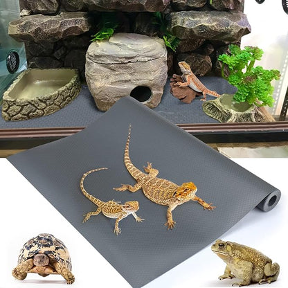 Bearded Dragon Tank Accessories, Reptile Terrarium Carpet Substrate for Leopard Gecko, Lizard, Iguana, Snake, Tortoise, Non-Adhesive Reptile Habitat Bedding(Gray 79inch) Vodolo