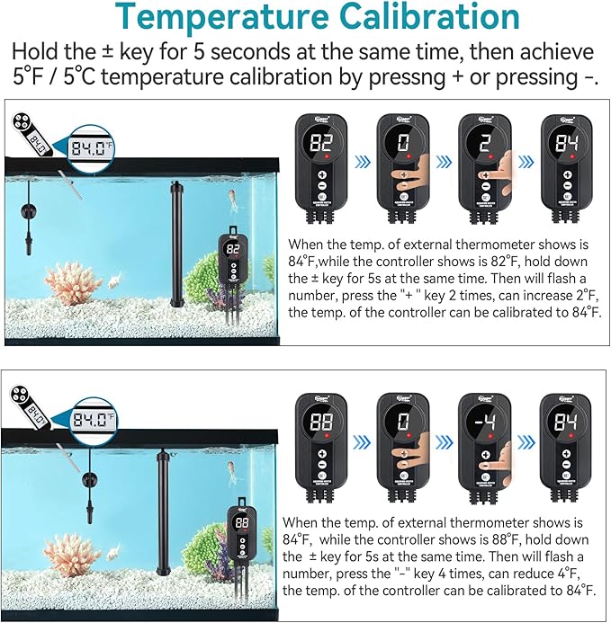 hygger Aquarium Heater 300W,Titanium Heater with Digital LED Controller and Temperature Probe,Submersible Fish Tank Heater with Temperature Calibration,for Saltwater & Freshwater Fish Tank 50-60Gallon hygger
