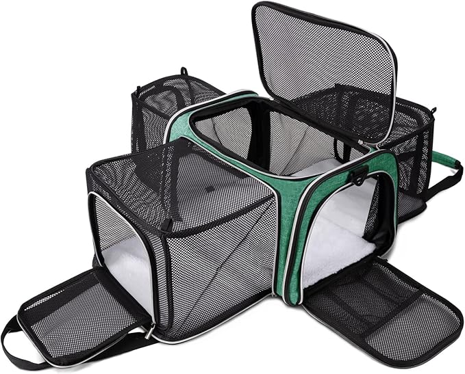 BAGLHER Cat Carrier Bag,Airline Approved Pet Carrier Soft Side Pet Travel 5 Sides Open Doors 3 Sides Expandable Foldable Dog Carrier with Fleece Pad - PAWPICO