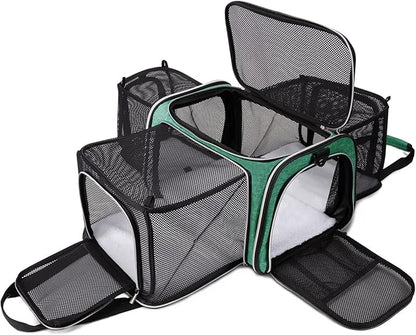 BAGLHER Cat Carrier Bag,Airline Approved Pet Carrier Soft Side Pet Travel 5 Sides Open Doors 3 Sides Expandable Foldable Dog Carrier with Fleece Pad - PAWPICO